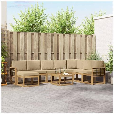 Set di divani da esterno con cuscino 9 pcs Bianco e Beige - Foto 2