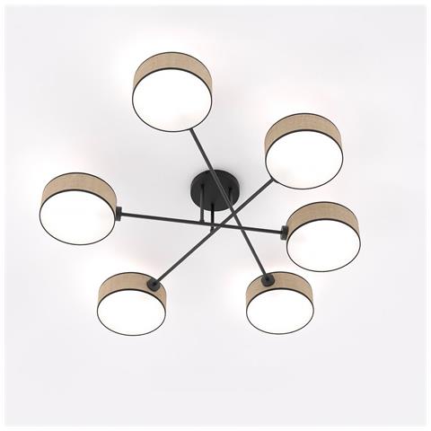 Lampada A Sospensione Maga In Acciaio Nero E Rattan - Foto 2