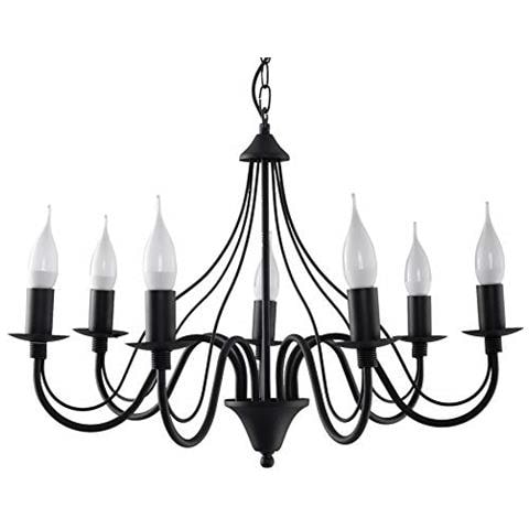 Minerwa 7 - Lampadario In Acciaio, Colore: Nero - Foto 1