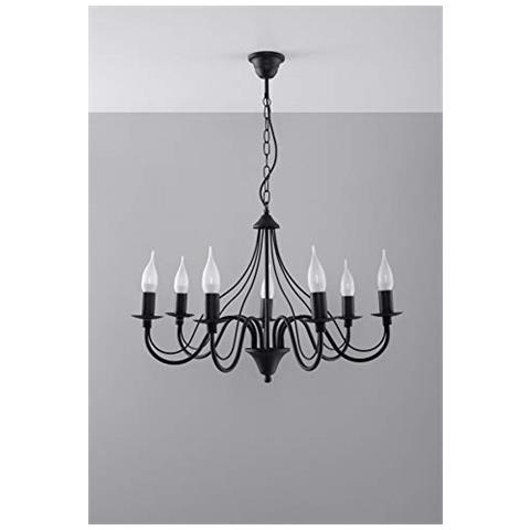 Minerwa 7 - Lampadario In Acciaio, Colore: Nero - Foto 2