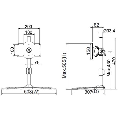 Supporto Monitor da Tavolo ad Altezza Regolabile Dimensioni Monitor da 24" a 32" - Foto 8