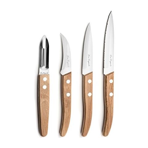 497511nt01kk4 Forest - Set Di 4 Coltelli Essenziali, Acciaio Inossidabile, Legno Naturale, 22 X 13 X 2 Cm - Foto 1