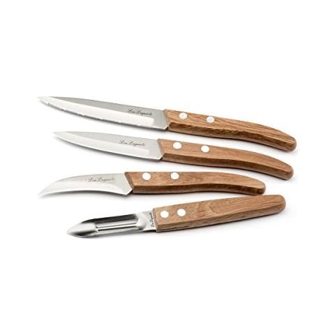497511nt01kk4 Forest - Set Di 4 Coltelli Essenziali, Acciaio Inossidabile, Legno Naturale, 22 X 13 X 2 Cm - Foto 3