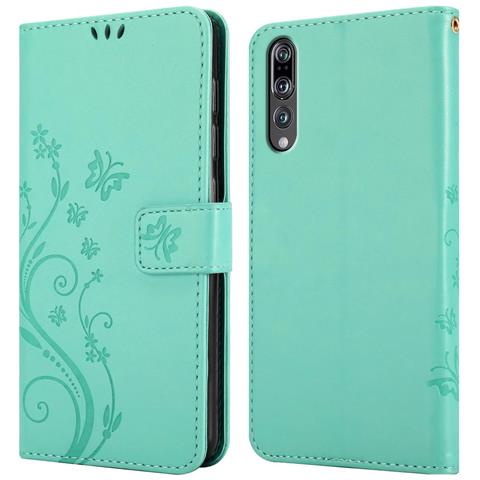 Cadorabo Custodia Compatibile Con Huawei P20 Pro In Turchese Fiore - Coperchio Protettivo In Design Floreale Con Chiusura Magnetica, Funzione Stand E Slot Per Carte - Foto 8