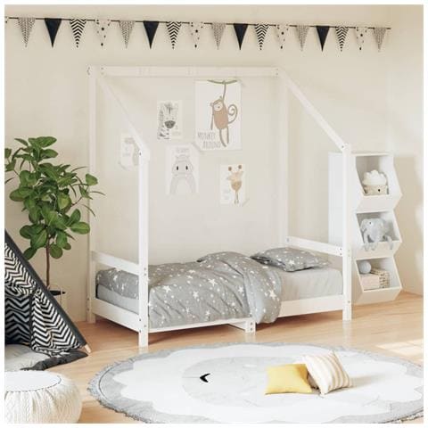 Giroletto Per Bambini Bianco 70x140cm In Legno Massello Di Pino - Foto 1