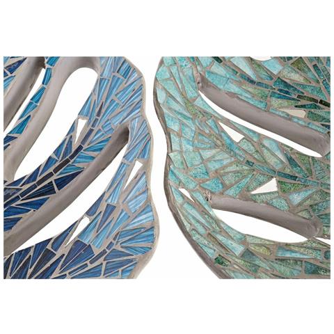 Centrotavola Dkd Home Decor 43 X 36 X 9 Cm Azzurro Verde 45 X 36 X 9 Cm Foglia Della Pianta - Foto 3