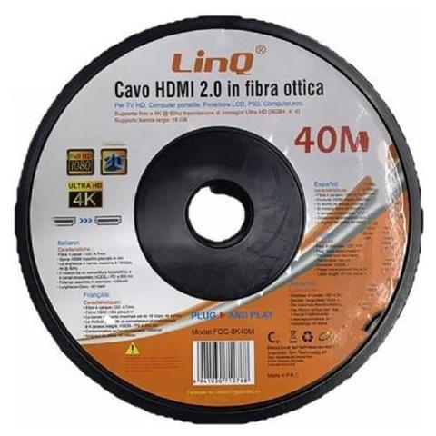 Trade Shop - Cavo Hdmi In Fibra Ottica Ultra Hd 4k 40 Mt Per Tv Computer Proiettore Foc-8k40m - Foto 1