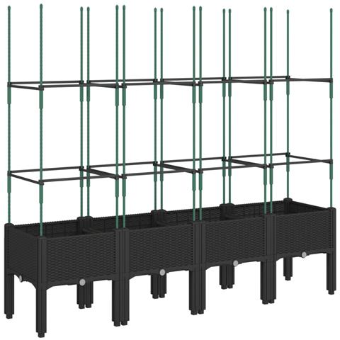 Fioriera Da Giardino Con Traliccio Nera 160x40x142,5 Cm In Pp - Foto 2