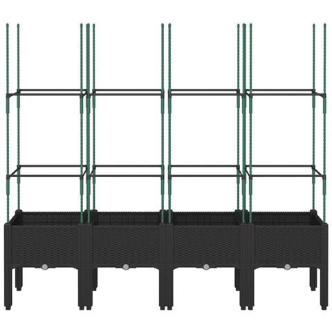 Fioriera Da Giardino Con Traliccio Nera 160x40x142,5 Cm In Pp - Foto 3