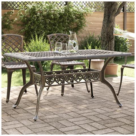 Tavolo Da Giardino Bronzo 150x90x72 Cm In Alluminio Pressofuso - Foto 3