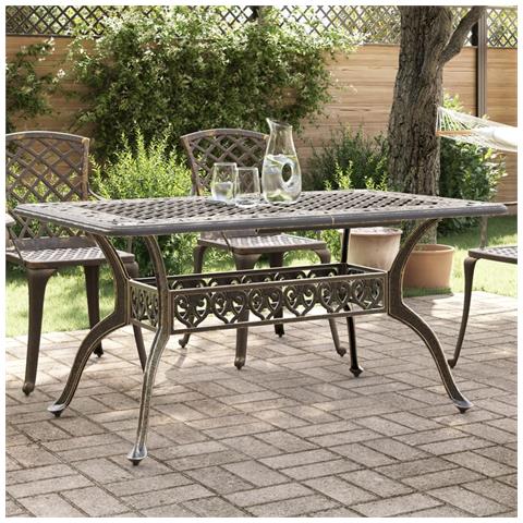 Tavolo Da Giardino Bronzo 150x90x72 Cm In Alluminio Pressofuso - Foto 1