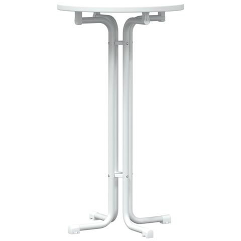 Tavolo da Pranzo Bianco 60 (diametro) x110 cm Legno Multistrato e Acciaio - Foto 2