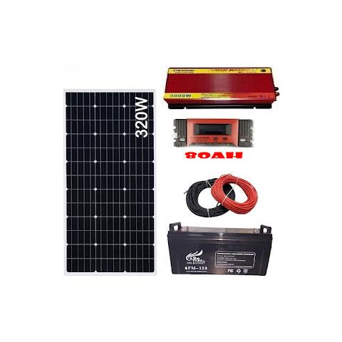 Kit Fotovoltaico 3kw Pannello 320w Batteria 150 Ah Inverter 3000w Regolatore 80ah - Foto 1