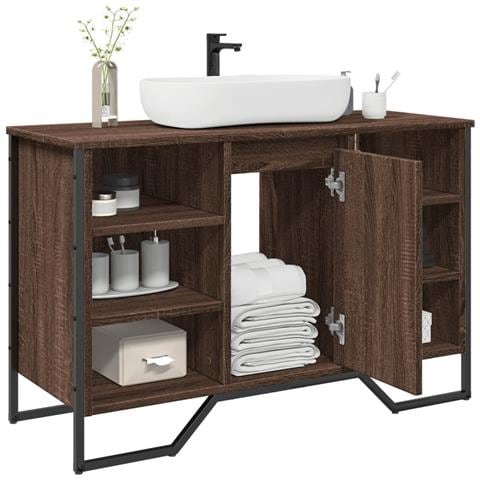 Mobile Lavabo Bagno Rovere Marrone 91x35x60cm In Truciolato - Foto 1