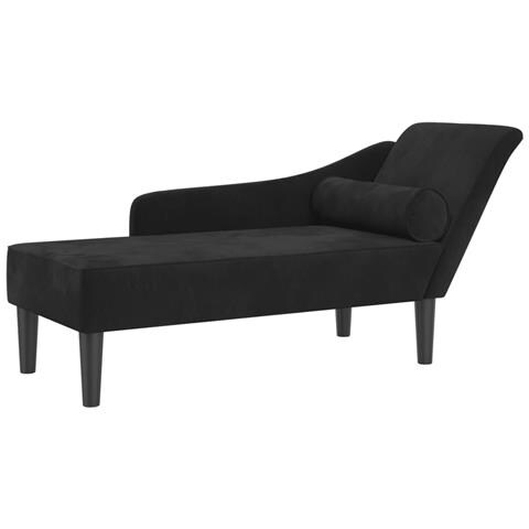 Chaise Lounge con Cuscini Nero in Velluto - Foto 2