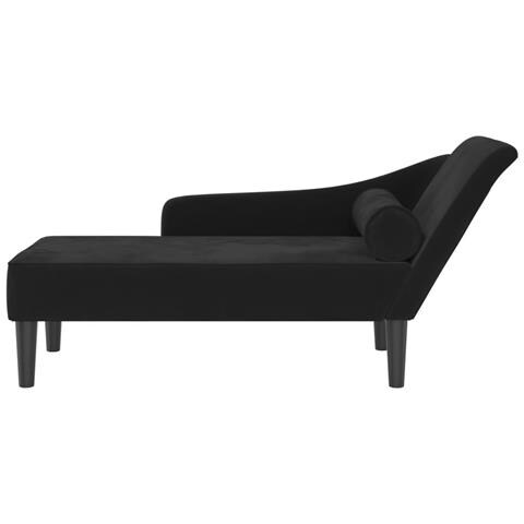 Chaise Lounge con Cuscini Nero in Velluto - Foto 3