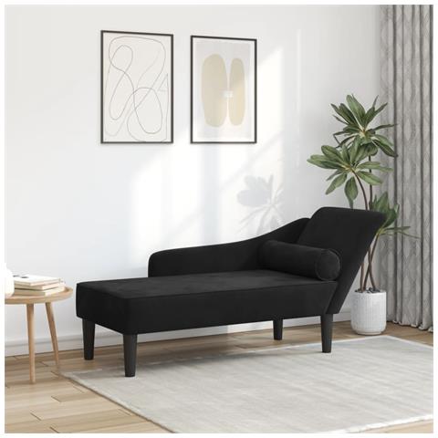 Chaise Lounge con Cuscini Nero in Velluto - Foto 1