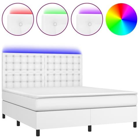 Giroletto Molle Con Materasso E Led Bianco 180x200cm Similpelle - Foto 1