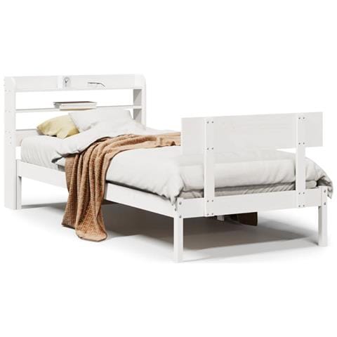 Letto Senza Materasso Bianco 90x200 Cm Legno Massello Di Pino - Foto 2