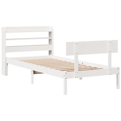Letto Senza Materasso Bianco 90x200 Cm Legno Massello Di Pino - Foto 3