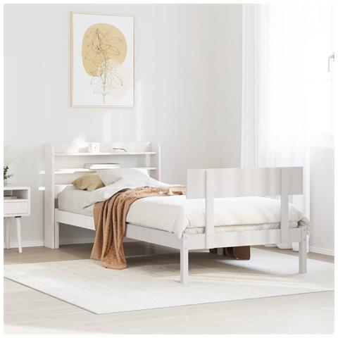 Letto Senza Materasso Bianco 90x200 Cm Legno Massello Di Pino - Foto 1