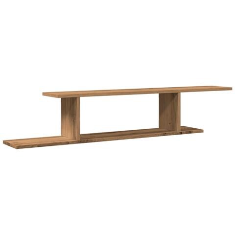 Scaffale Tv Parete Rovere Artigianale 125x18x23 Cm Truciolato - Foto 2