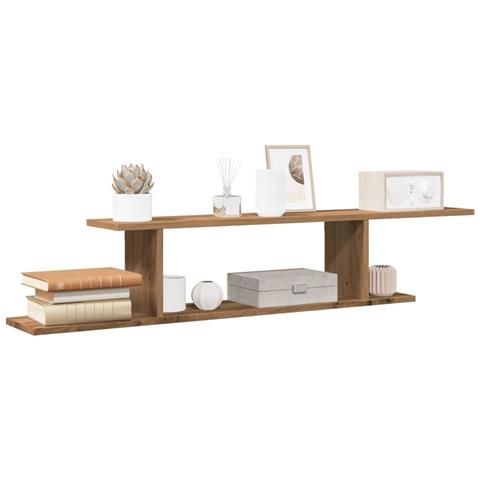 Scaffale Tv Parete Rovere Artigianale 125x18x23 Cm Truciolato - Foto 1