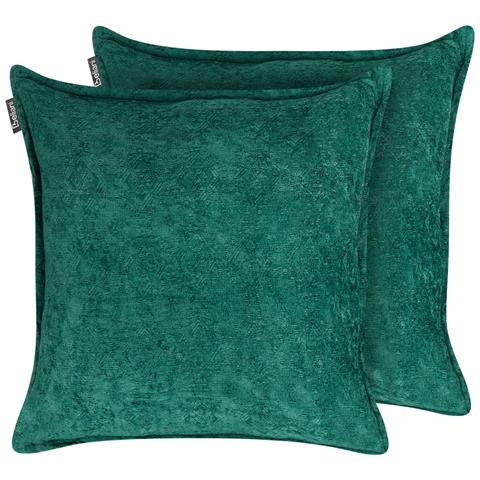 Set Di 2 Cuscini Verpis Cotone 50 X 50 Cm Verde Smeraldo Tinta Unita - Foto 2