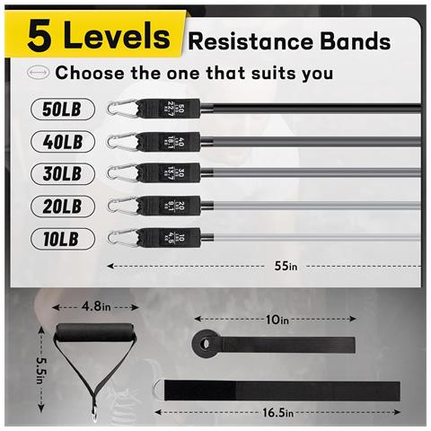 Set Di Fasce Di Resistenza Da 150 Libbre Per L'allenamento Della Forza E La Costruzione Muscolare - Foto 5