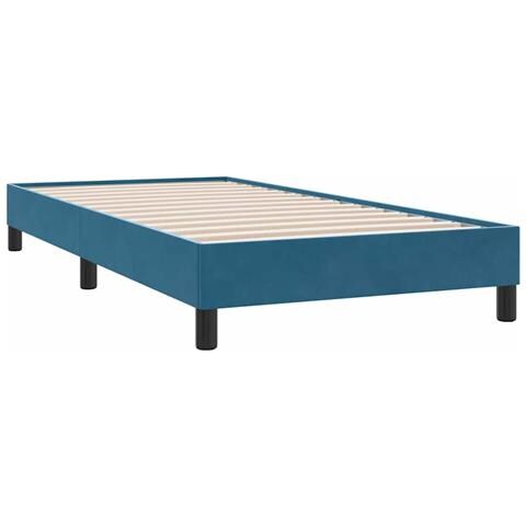 Giroletto A Molle Senza Materasso Blu Scuro 100x210 Cm Velluto - Foto 3