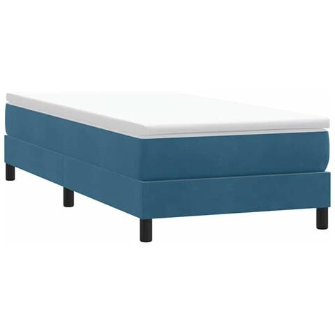Giroletto A Molle Senza Materasso Blu Scuro 100x210 Cm Velluto - Foto 1