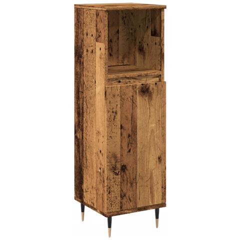 Armadietto Da Bagno Legno Antico 30x30x100 Cm In Truciolato - Foto 2