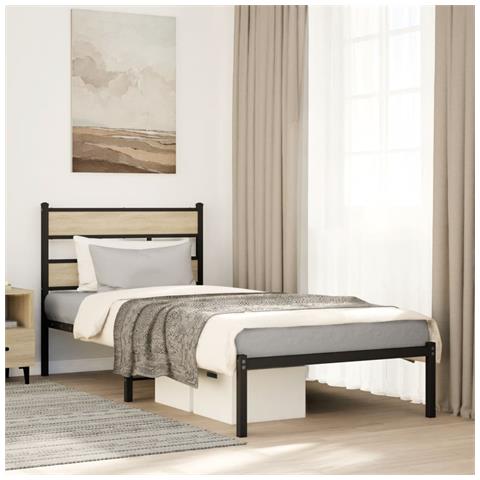 Giroletto Senza Materaso In Metallo Rovere Sonoma 107x203 Cm - Foto 1