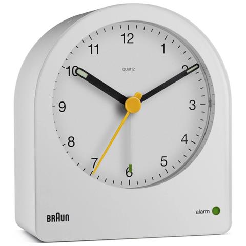 Bc22w White Orologio Analogico Quarzo Sveglia Crescendo Retroilluminazione Continua Lancette Punta Luminosa - Foto 1