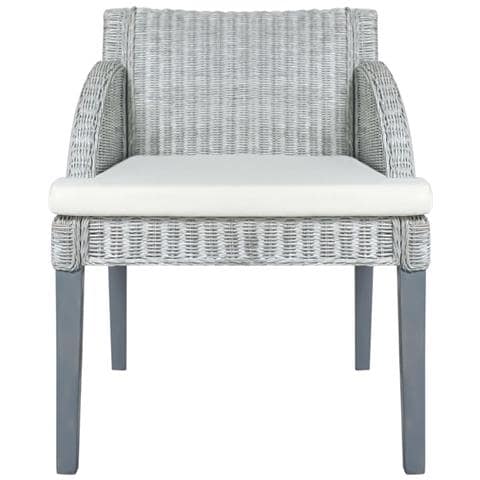Sedia Da Pranzo Con Cuscino Grigio In Rattan Naturale - Foto 1