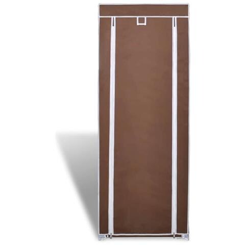 Scarpiera In Tessuto Richiudibile 57 X 29 X 162 Cm Marrone - Foto 1