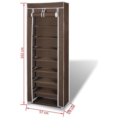 Scarpiera In Tessuto Richiudibile 57 X 29 X 162 Cm Marrone - Foto 7