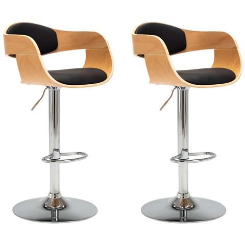 Sedie Da Bar 2 Pz Nere In Legno Piegato E Similpelle - Foto 1