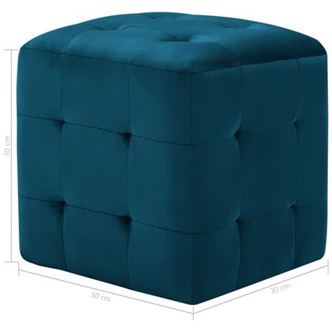 Comodini 2 Pz Blu 30x30x30 Cm In Tessuto Vellutato - Foto 6
