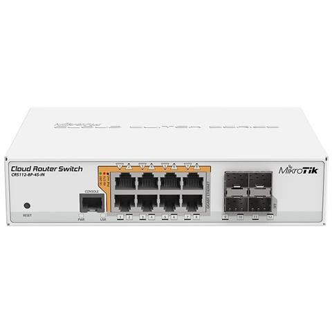 CRS112-8P-4S-IN switch di rete Gigabit Ethernet (10/100/1000) Supporto Power over Ethernet (PoE) Bianco - Foto 1