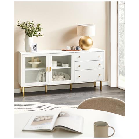 Credenza Espositiva In Vetro Milora 160 Cm Bianco - Foto 1