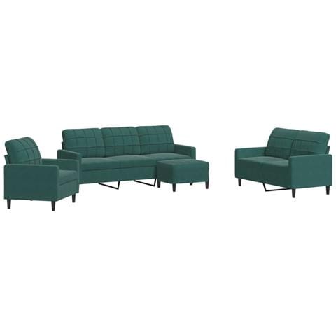 Set di Divani 4 pz con Cuscini Verde scuro in Velluto - Foto 1