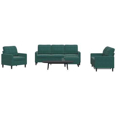 Set di Divani 4 pz con Cuscini Verde scuro in Velluto - Foto 2