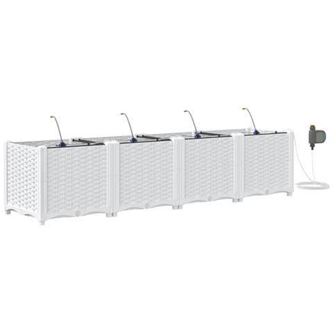 Vasi da Giardino con Sistema di Irrigazione 4 pz Bianco - Foto 1