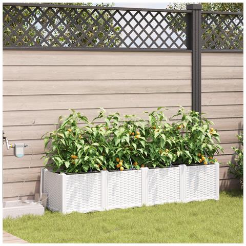 Vasi da Giardino con Sistema di Irrigazione 4 pz Bianco - Foto 2