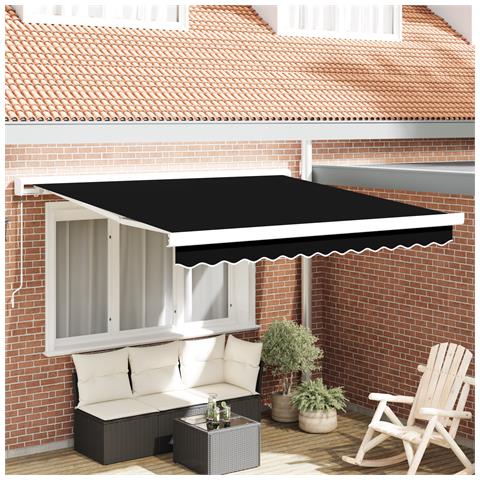 Tenda Retrattile Manuale  Nera 300x250 cm, Tessuto di ricambio per la Tenda  da 3x2.5 m Nera - Foto 2