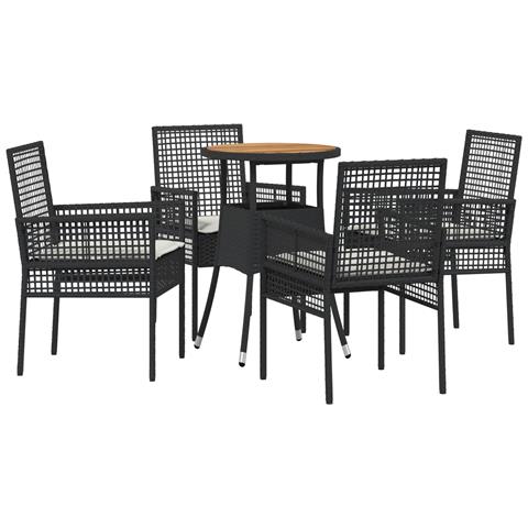 Set da pranzo da giardino 5 pezzi in Polyrattan Nero - Foto 1