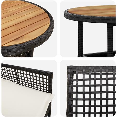 Set da pranzo da giardino 5 pezzi in Polyrattan Nero - Foto 9