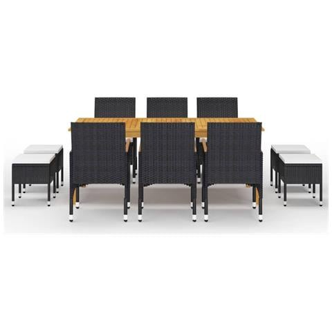 Set Mobili da Pranzo per Giardino 11 pz Nero - Foto 2