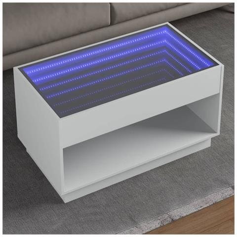 Tavolino da Salotto con LED Infinity Bianco 90x50x50 cm - Foto 2